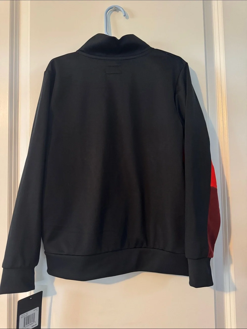 Converse Jacket Boys 7 black Red Striped Sleeves Full Zip Sweatshirt Coat